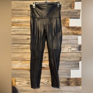 SPANX FAUX LEATHER MOTO LEGGINGS 20136R VERY BLACK SIZE XL